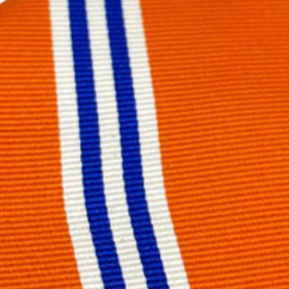 Chaps Vintage Tie 100% Silk Striped Repp Regimental Orange Blue - Picture 3 of 6